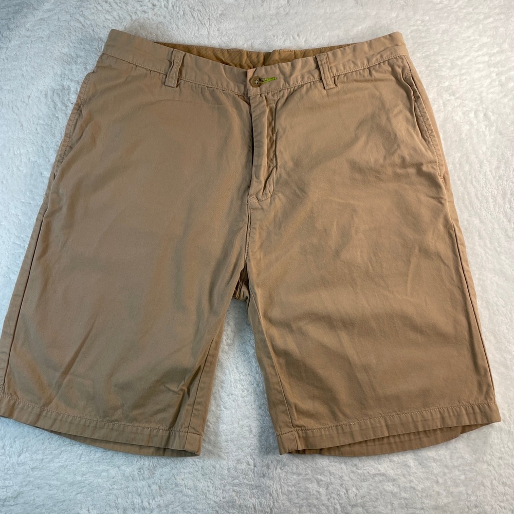 Neiman Marcus Mens Khaki Cotton Chino Shorts 34W Tan Casual Preppy Golf
